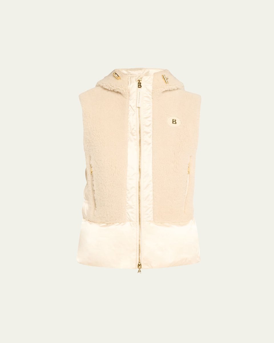 Fenna Shearling and Satin Puffer Vest